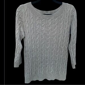 EUC LOFT Light Gray Cable Knit Sweater